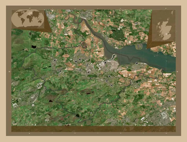 Falkirk Região Escócia Grã Bretanha Mapa Satélite Baixa Resolução Locais — Fotografia de Stock