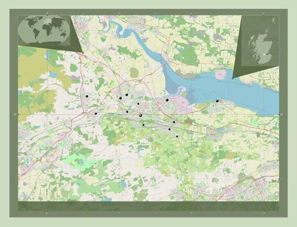 Falkirk Περιφέρεια Σκωτίας Μεγάλη Βρετανία Χάρτης Του Δρόμου Τοποθεσίες Μεγάλων — Φωτογραφία Αρχείου