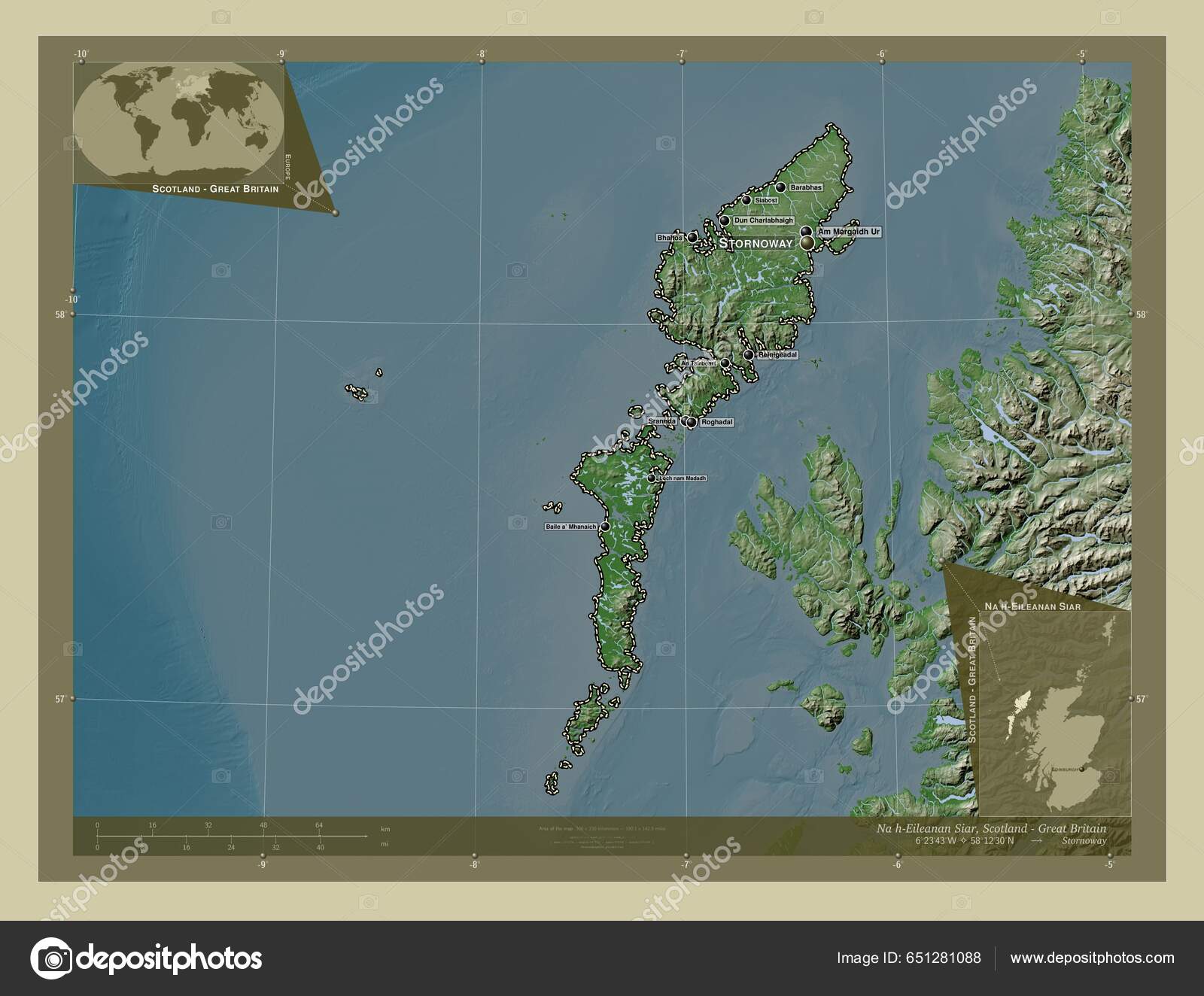 Eileanan Siar Region Scotland Great Britain Elevation Map Colored Wiki ...