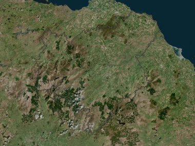 İskoçya sınırı, Büyük Britanya bölgesi. Yüksek çözünürlüklü uydu haritası