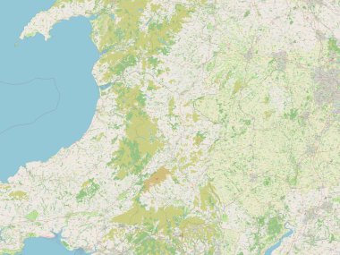 Powys, Galler Bölgesi - Büyük Britanya. Açık Sokak Haritası