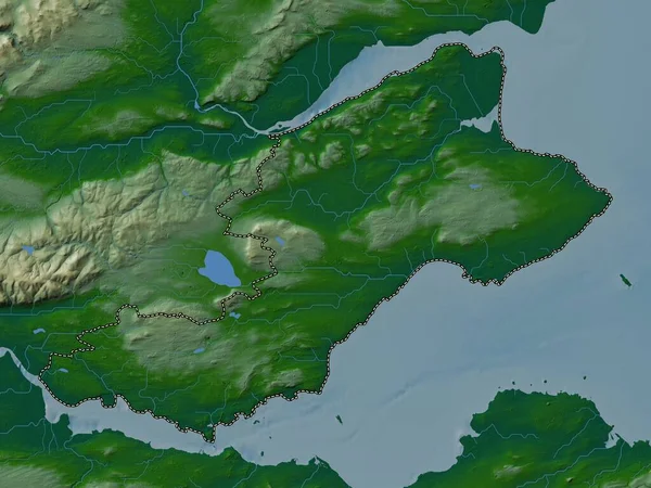 Fife Région Écosse Grande Bretagne Carte Altitude Colorée Avec Lacs — Photo
