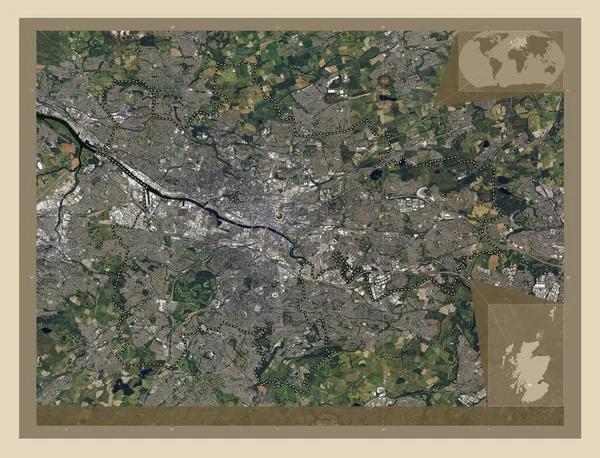 Glasgow Region Szkocji Wielka Brytania Mapa Satelity Wysokiej Rozdzielczości Lokalizacje — Zdjęcie stockowe