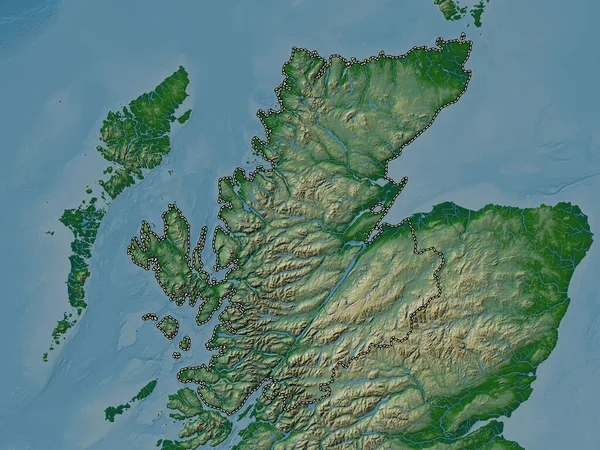 Highland Region Szkocji Wielka Brytania Kolorowa Mapa Wzniesień Jeziorami Rzekami — Zdjęcie stockowe