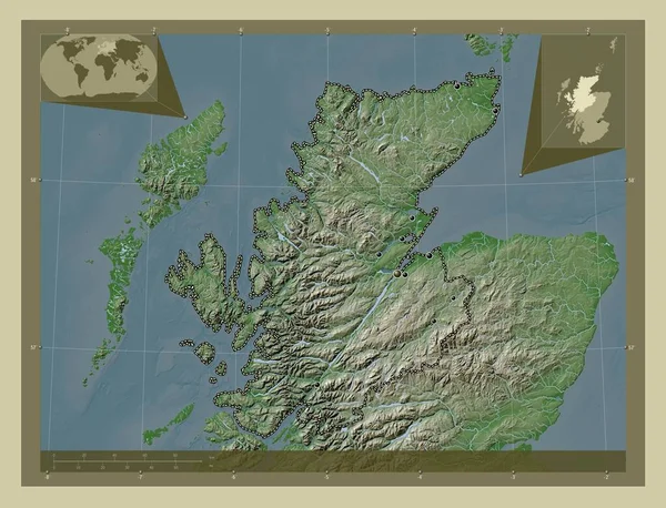 Highland Regione Scozia Gran Bretagna Mappa Elevazione Colorata Stile Wiki — Foto Stock