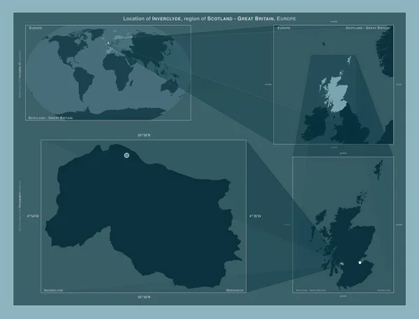 Inverclyde Región Escocia Gran Bretaña Diagrama Que Muestra Ubicación Región — Foto de Stock