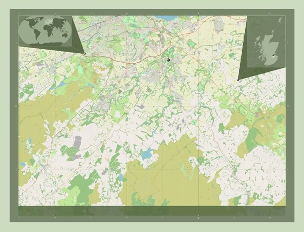 苏格兰中洛提安地区 大不列颠 开放街道地图 角辅助位置图 — 图库照片