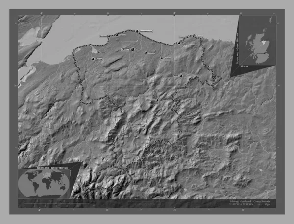 Moray Περιφέρεια Σκωτίας Μεγάλη Βρετανία Bilevel Υψομετρικός Χάρτης Λίμνες Και — Φωτογραφία Αρχείου