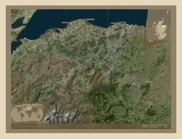Moray Region Szkocji Wielka Brytania Mapa Satelity Wysokiej Rozdzielczości Lokalizacje — Zdjęcie stockowe