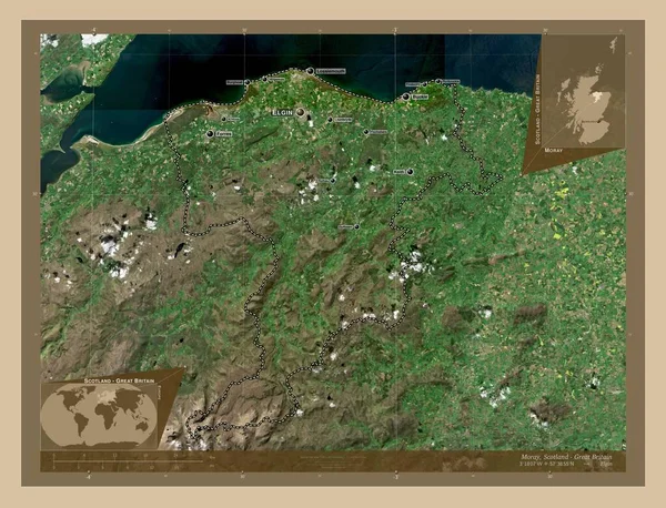 Moray Regione Scozia Gran Bretagna Mappa Satellitare Bassa Risoluzione Località — Foto Stock