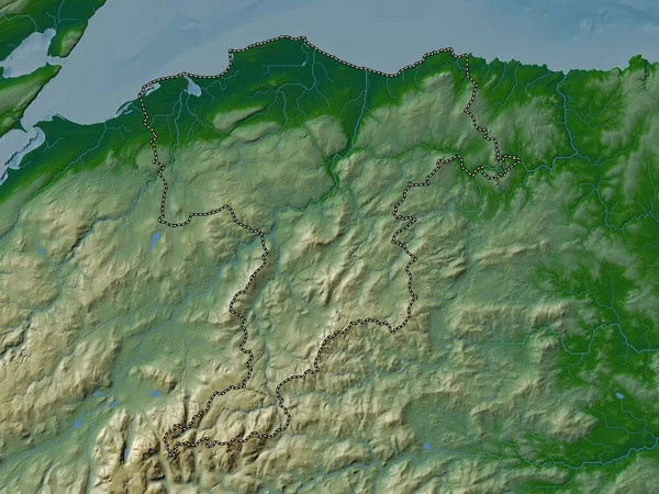 Moray Regio Van Schotland Groot Brittannië Gekleurde Hoogtekaart Met Meren — Stockfoto