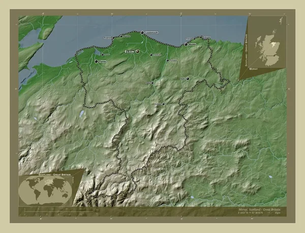 Moray Περιφέρεια Σκωτίας Μεγάλη Βρετανία Υψόμετρο Χάρτη Χρωματισμένο Στυλ Wiki — Φωτογραφία Αρχείου