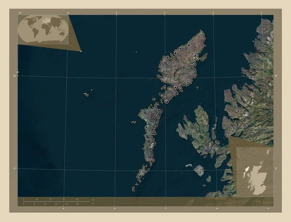 Eileanan Siar Region Schottland Großbritannien Hochauflösende Satellitenkarte Standorte Der Wichtigsten — Stockfoto