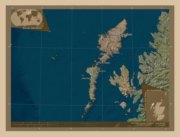 Eileanan Siar Região Escócia Grã Bretanha Mapa Satélite Baixa Resolução — Fotografia de Stock