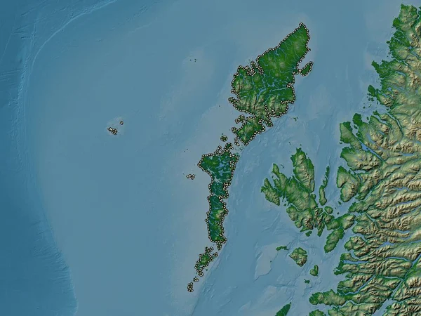 スコットランドの地域 エリアナン シアー イギリス 湖や川と色の標高マップ — ストック写真