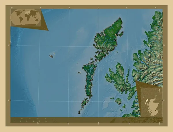 Eileanan Siar Regione Della Scozia Gran Bretagna Mappa Elevazione Colorata — Foto Stock