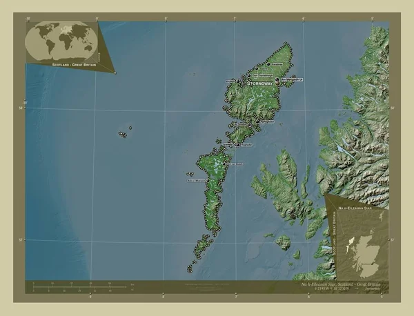 Eileanan Siar Περιφέρεια Σκωτίας Μεγάλη Βρετανία Υψόμετρο Χάρτη Χρωματισμένο Στυλ — Φωτογραφία Αρχείου
