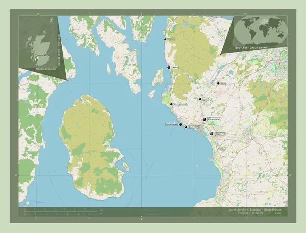North Ayrshire Regio Schotland Groot Brittannië Open Plattegrond Locaties Namen — Stockfoto