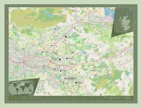 Північний Ланаркшир Шотландія Велика Британія Відкрита Карта Вулиць Місця Розташування — стокове фото