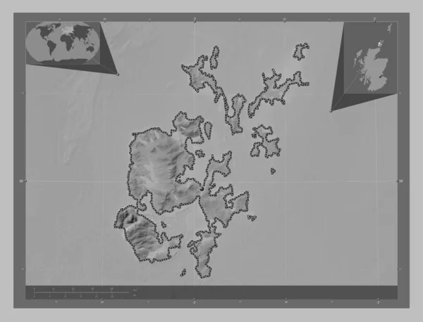 Оркнейские Острова Регион Шотландии Великобритания Карта Высот Оттенках Серого Озерами — стоковое фото