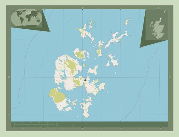 Оркнейские Острова Регион Шотландии Великобритания Карта Улиц Вспомогательные Карты Расположения — стоковое фото