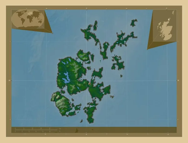 Orkneyöarna Regionen Skottland Storbritannien Färgade Höjd Karta Med Sjöar Och — Stockfoto