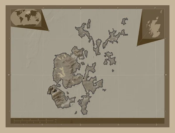 Orkneje Region Skotsko Velká Británie Zdvihová Mapa Zbarvená Sépiovými Tóny — Stock fotografie