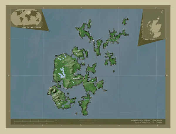 Оркнейські Острови Регіон Шотландії Велика Британія Висота Карти Забарвлена Вікі — стокове фото