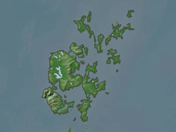 Orkney Islands Regio Schotland Groot Brittannië Hoogtekaart Gekleurd Wiki Stijl — Stockfoto
