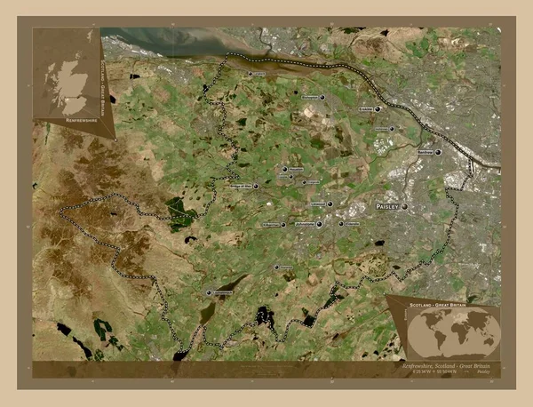 Renfrewshire Περιφέρεια Σκωτίας Μεγάλη Βρετανία Δορυφορικός Χάρτης Χαμηλής Ανάλυσης Τοποθεσίες — Φωτογραφία Αρχείου