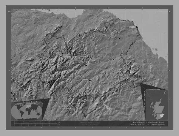 Scottish Borders Περιφέρεια Σκωτίας Μεγάλη Βρετανία Bilevel Υψομετρικός Χάρτης Λίμνες — Φωτογραφία Αρχείου