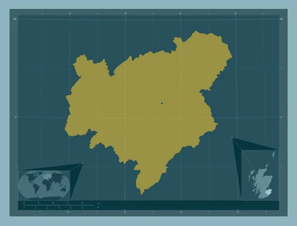 苏格兰边境 苏格兰地区 大不列颠 固体的颜色形状 角辅助位置图 — 图库照片