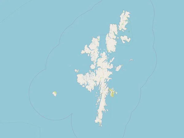 Isole Shetland Regione Scozia Gran Bretagna Mappa Stradale Aperta — Foto Stock