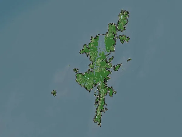 Шетландские Острова Регион Шотландии Великобритания Карта Высот Окрашенная Вики Стиле — стоковое фото