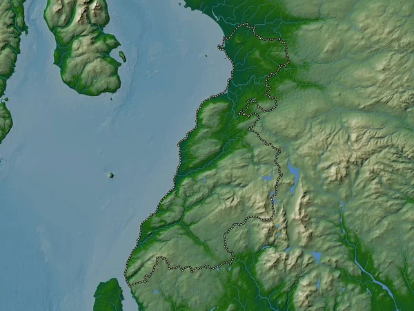South Ayrshire Regio Schotland Groot Brittannië Gekleurde Hoogtekaart Met Meren — Stockfoto