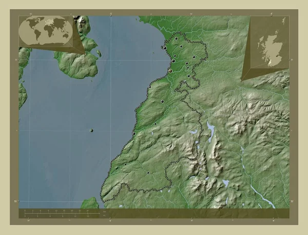 Jižní Ayrshire Region Skotsko Velká Británie Zdvihová Mapa Zbarvená Stylu — Stock fotografie