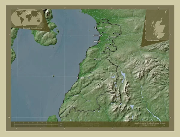 Южный Айршир Регион Шотландии Великобритания Карта Высоты Окрашенная Вики Стиле — стоковое фото