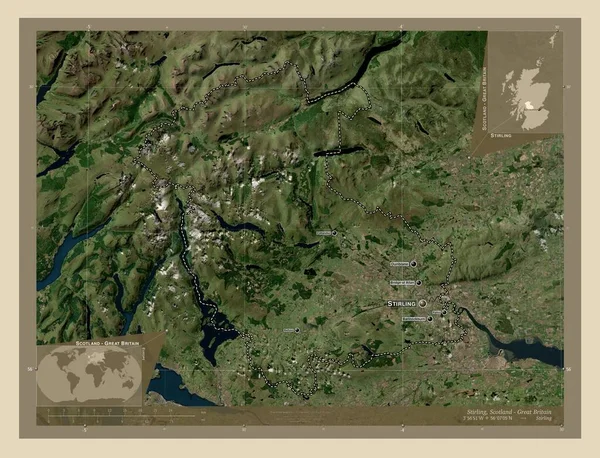 Стірлінг Регіон Шотландії Велика Британія Супутникова Карта Високої Роздільної Здатності — стокове фото