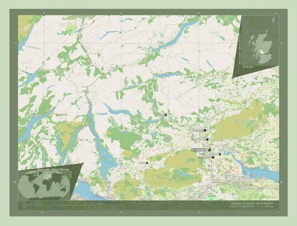 Стірлінг Регіон Шотландії Велика Британія Відкрита Карта Вулиць Місця Розташування — стокове фото