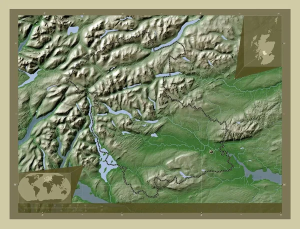 Stirling Skoçya Bölgesi Büyük Britanya Yükseklik Haritası Göller Nehirlerle Wiki — Stok fotoğraf