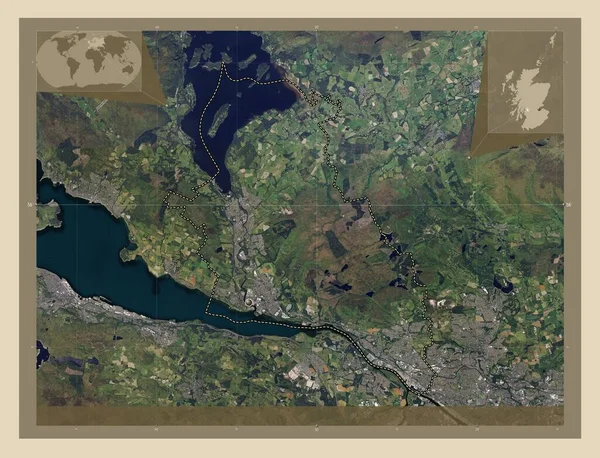 West Dunbartonshire Región Escocia Gran Bretaña Mapa Satelital Alta Resolución — Foto de Stock