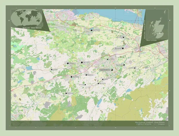 Західний Лотіан Шотландія Велика Британія Відкрита Карта Вулиць Місця Розташування — стокове фото