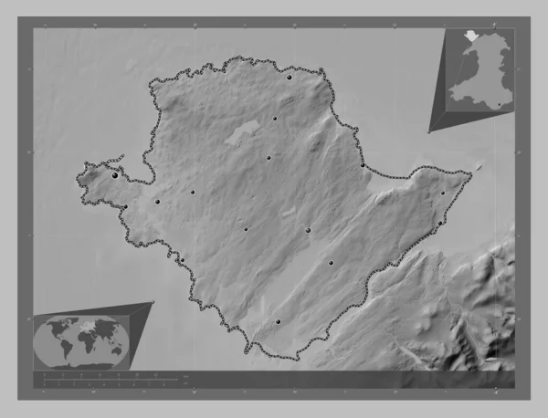 Isle Anglesey Region Wales Great Britain Grayscale Elevation Map Lakes — Stock Photo, Image