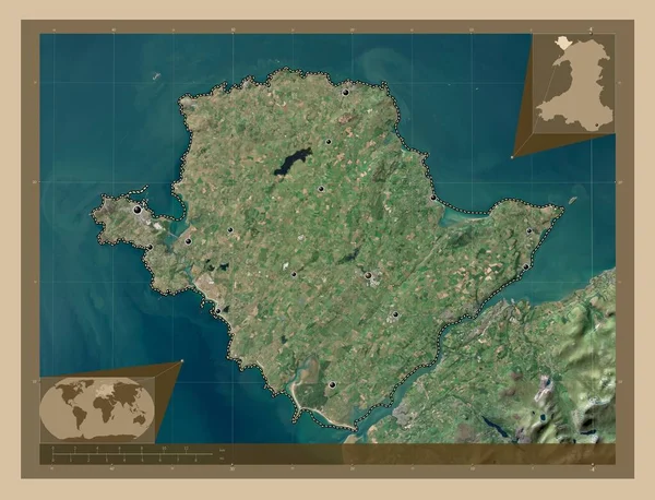 Ilha Anglesey Região País Gales Grã Bretanha Mapa Satélite Baixa — Fotografia de Stock