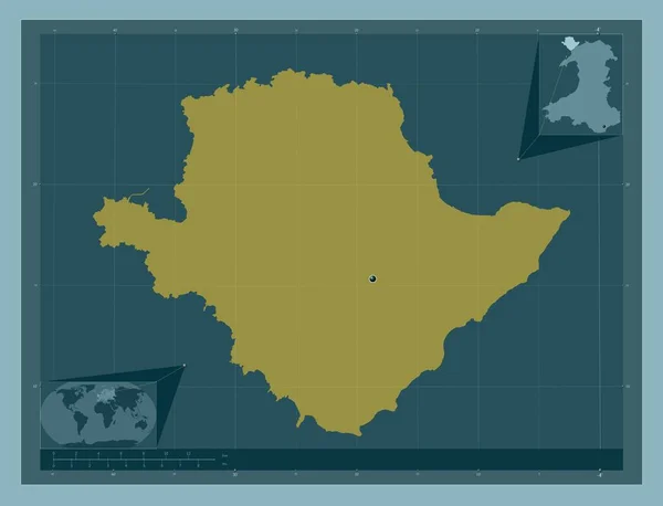 格恩内西岛 威尔士地区 大不列颠 固体的颜色形状 角辅助位置图 — 图库照片