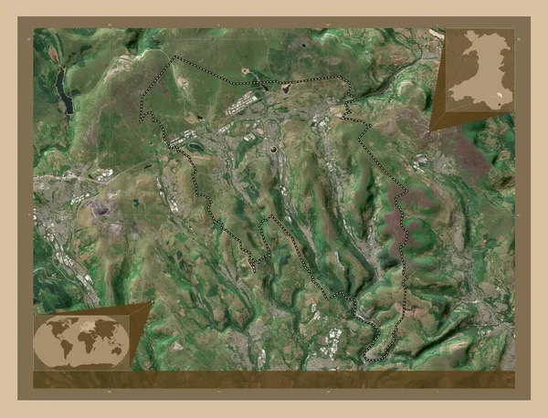 Blaenau Gwent Regione Del Galles Gran Bretagna Mappa Satellitare Bassa — Foto Stock