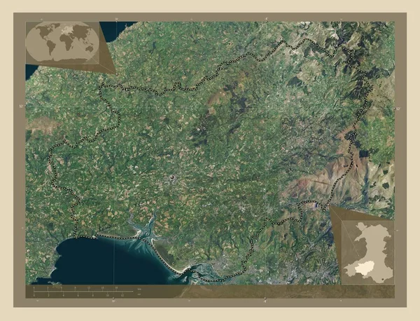 Carmarthenshire Regio Wales Groot Brittannië Satellietkaart Met Hoge Resolutie Hulplocatiekaarten — Stockfoto