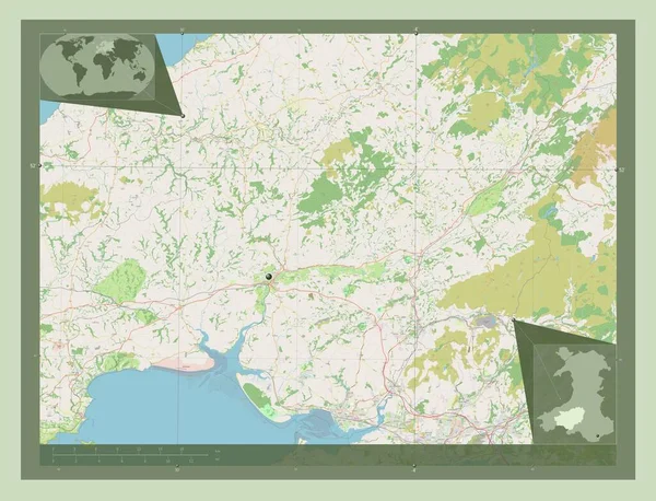 Carmarthenshire Regio Wales Groot Brittannië Open Plattegrond Hulplocatiekaarten Hoek — Stockfoto