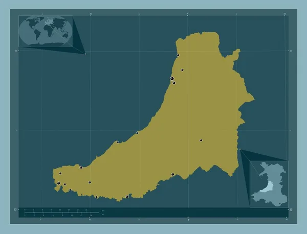 Ceredigion Regionen Wales Storbritannien Fast Färgform Platser För Större Städer — Stockfoto