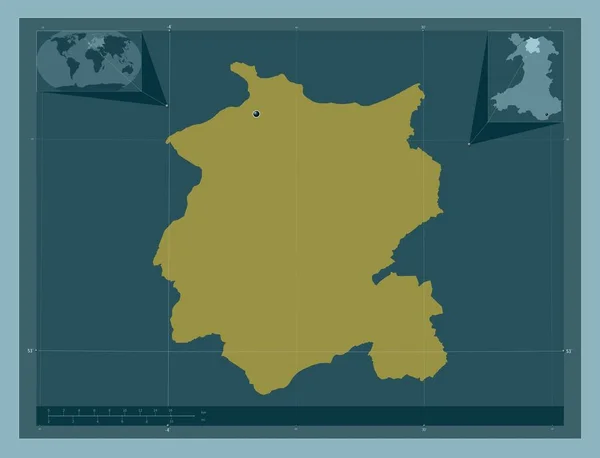Conwy Regione Del Galles Gran Bretagna Forma Tinta Unita Mappa — Foto Stock